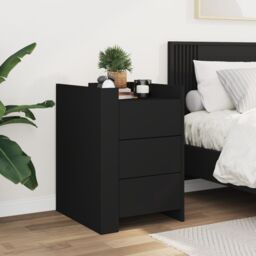 Berkfield Home Bedside Cabinet Black 45x50x65 cm Engineered Wood - Size: 45 x 50 x 65 cm - thumbnail 3
