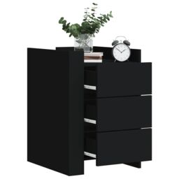 Berkfield Home Bedside Cabinet Black 45x50x65 cm Engineered Wood - Size: 45 x 50 x 65 cm - thumbnail 1