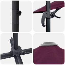 Berkfield Home Stunning Cantilever Umbrella Bordeaux Red Polyester, Steel Large in Burgundy - thumbnail 9