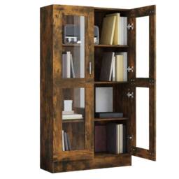 Berkfield Home Vitrine Cabinet Smoked Oak 82.5x30.5x150 cm Engineered Wood in Brown - thumbnail 7