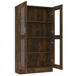 Berkfield Home Vitrine Cabinet Smoked Oak 82.5x30.5x150 cm Engineered Wood in Brown - thumbnail 4