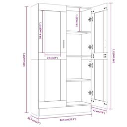 Berkfield Home Vitrine Cabinet Smoked Oak 82.5x30.5x150 cm Engineered Wood in Brown - thumbnail 8