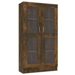 Berkfield Home Vitrine Cabinet Smoked Oak 82.5x30.5x150 cm Engineered Wood in Brown - thumbnail 3