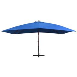 Berkfield Home Hanging Parasol with Wooden Pole 400x300 cm Blue