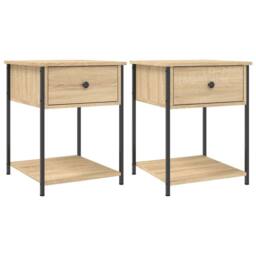 Berkfield Home Elegant Bedside Tables 2 pcs Sonoma Oak 44x45x58 cm Engineered Wood in Light Tan - Size: 44 x 45 x 58 cm - thumbnail 3