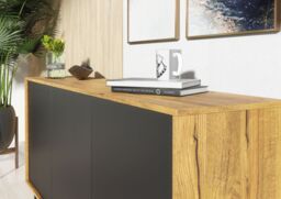Creative Furniture Halo Loft Sideboard 160cm - Industrial-Style Sideboard with Rustic, Oak & Black Matt Doors - thumbnail 5
