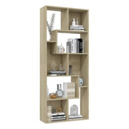 Berkfield Home Book Cabinet Sonoma Oak 67x24x161 cm Engineered Wood in Brown - Size: 67 x 24 x 161 cm - thumbnail 4