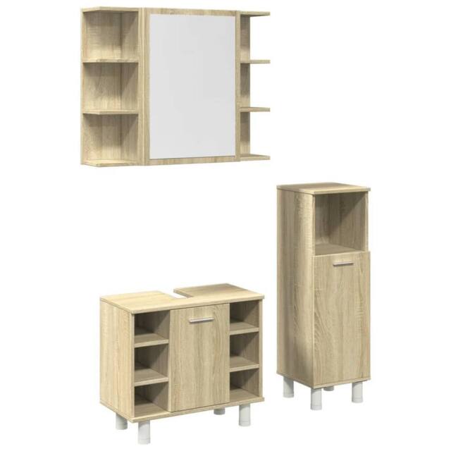 Berkfield Home 3 Piece Bathroom Furniture set Sonoma Oak Engineered Wood in Light Tan - image 1
