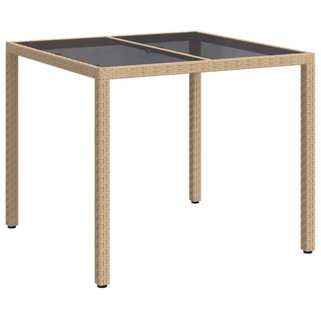Berkfield Home Garden Dining Table Beige 90x90x75 cm Poly Rattan - Size: 90 x 90 x 75 cm - image 1
