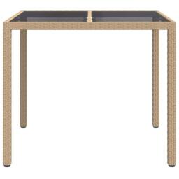 Berkfield Home Garden Dining Table Beige 90x90x75 cm Poly Rattan - Size: 90 x 90 x 75 cm - thumbnail 3
