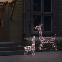 Berkfield Home Acrylic Reindeer Family Christmas Decoration 160 LED Warm White - thumbnail 3