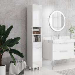 Kleankin Tall Narrow Bathroom Storage Cabinet Cupboard w/ Cabinets, White