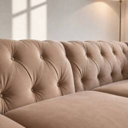 Sofaya Hampton 4 Seater Chesterfield Sofa Velvet Soft Cushion Couch in Brown - Size: 4 Person - thumbnail 5
