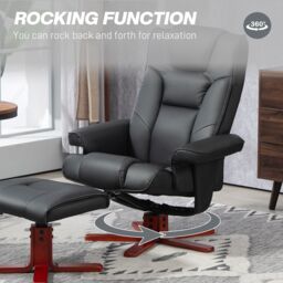 HOMCOM Reclining Armchair with Footstool & Adjustable Backrest in Black - thumbnail 5