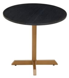Orsina Black Marble Top Round Table, Round Minimalist Side Table With Gold Finish Cross Base, Accent Table - thumbnail 3