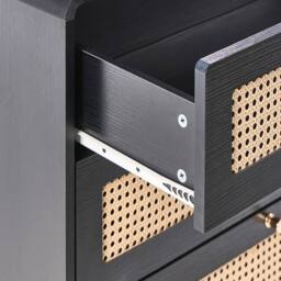 Wyld and Coco Black 4-Drawer Chest with Rattan Front and Pine Legs - thumbnail 7