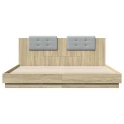 Berkfield Home Bed Frame with LED without Mattress Sonoma Oak 200x200 cm in Light Tan - thumbnail 6