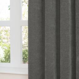 Furn Soft Chenille Blackout Pencil Pleat Curtain Pair in Charcoal - Size: 117 cm width x 137 cm drop - thumbnail 4