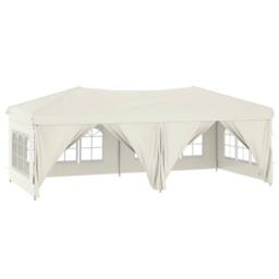 Berkfield Home Folding Party Tent with Sidewalls Cream 3x6 m in Beige - thumbnail 2