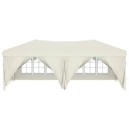 Berkfield Home Folding Party Tent with Sidewalls Cream 3x6 m in Beige - thumbnail 3