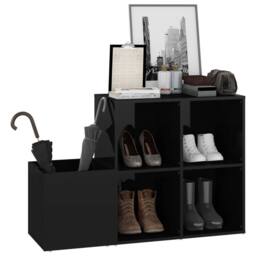Berkfield Home Hall Shoe Cabinet High Gloss Black 105x35.5x70 cm Engineered Wood - thumbnail 4