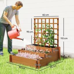 Kelvenix 3 Tier Wooden Garden Planters in Brown - Size: 100g - thumbnail 2