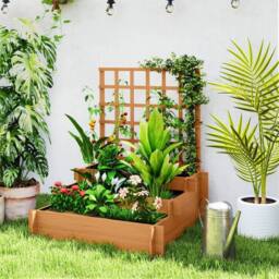 Kelvenix 3 Tier Wooden Garden Planters in Brown - Size: 100g - thumbnail 3