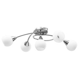 Berkfield Home Ceiling Lamp with Ceramic Shades for 5 E14 Bulbs White Bowl - thumbnail 4