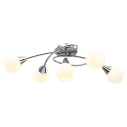 Berkfield Home Ceiling Lamp with Ceramic Shades for 5 E14 Bulbs White Bowl - thumbnail 3