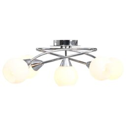 Berkfield Home Ceiling Lamp with Ceramic Shades for 5 E14 Bulbs White Bowl