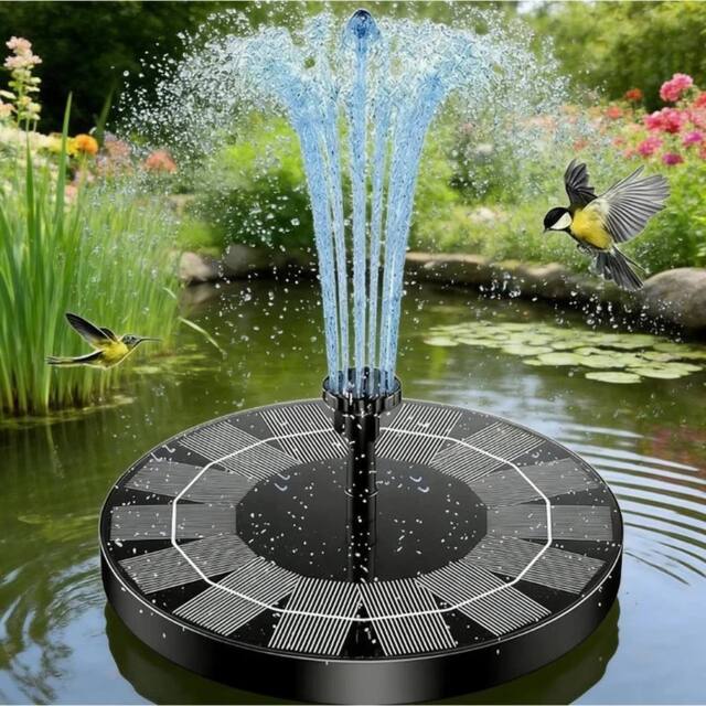 NESTLUNE 2.5W Floating Solar Pond Fountain Pump in Black - Size: 100 cm x 100 cm - image 1