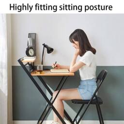 Ventryn Metal Folding Chair Foldable Computer Desk Office Party Back in Black - thumbnail 2