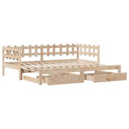 Berkfield Home Versatile Daybed with Trundle & Drawers without Mattress 90x200 cm in Natural - thumbnail 1