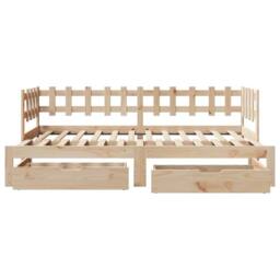 Berkfield Home Versatile Daybed with Trundle & Drawers without Mattress 90x200 cm in Natural - thumbnail 5