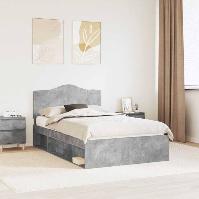 Berkfield Home Bed Frame with Headboard Concerte 120 x 200 cm Solid Pine Wood in Grey - image 1