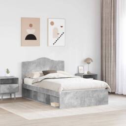 Berkfield Home Bed Frame with Headboard Concerte 120 x 200 cm Solid Pine Wood in Grey - thumbnail 3