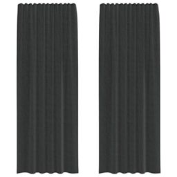 Berkfield Home Voile Curtains with Rod Pockets 2 pcs Black - thumbnail 2