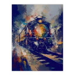 "Artery8 The Orient Express Railway Train Painting Steam Locomotive Vintage Extra Large XL Wall Art Poster Print - Size: W24"" x H32""" - thumbnail 1