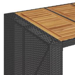 Berkfield Home 3 Piece Garden Bar Set without Cushions Black Poly Rattan Acacia - thumbnail 7