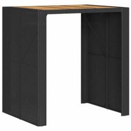 Berkfield Home 3 Piece Garden Bar Set without Cushions Black Poly Rattan Acacia - thumbnail 5
