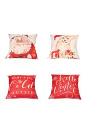 Living and Home Christmas Themed Decorative Pillow Case with Festive Motifs - thumbnail 1