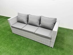 Fimous 9 Seat PE Rattan Lounge Sofa Set Outdoor Garden Furniture Set in Light Grey - thumbnail 5