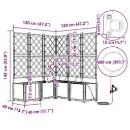 Berkfield Home Modern Garden Planter with Trellis 3 pcs Grey 120x40x125.5 cm - thumbnail 8