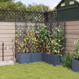 Berkfield Home Modern Garden Planter with Trellis 3 pcs Grey 120x40x125.5 cm - thumbnail 2