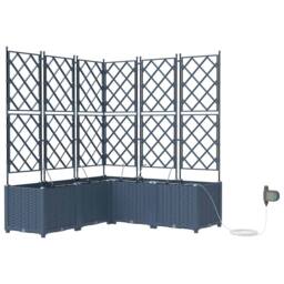 Berkfield Home Modern Garden Planter with Trellis 3 pcs Grey 120x40x125.5 cm - thumbnail 3