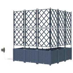 Berkfield Home Modern Garden Planter with Trellis 3 pcs Grey 120x40x125.5 cm - thumbnail 6