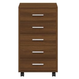 Berkfield Home Drawer Cabinet with Castors Brown Oak Engineered Wood - thumbnail 6