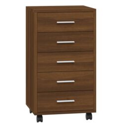 Berkfield Home Drawer Cabinet with Castors Brown Oak Engineered Wood - thumbnail 2