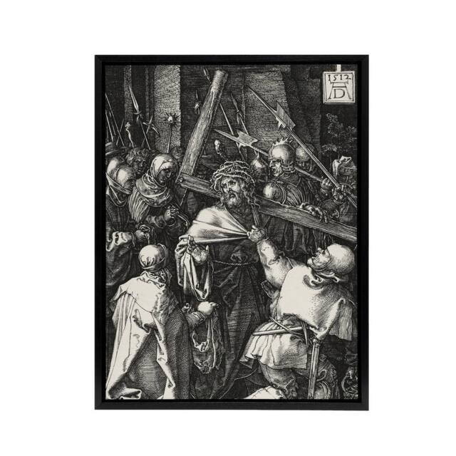 "Artery8 Bearing of the Cross Albrecht Durer Framed Canvas Wall Art Print in Grey - Size: W18"" x H24""" - image 1