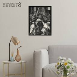 "Artery8 Bearing of the Cross Albrecht Durer Framed Canvas Wall Art Print in Grey - Size: W18"" x H24""" - thumbnail 3